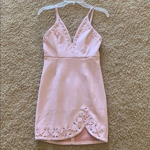 Pink Bodycon Suede Dress